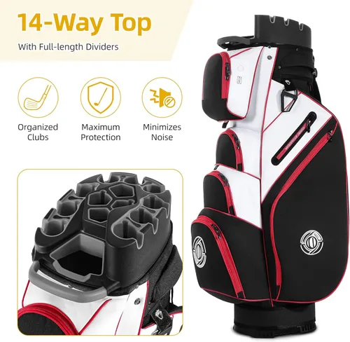 Miniatura 2 de Bolsa de carrito de golf Shopsource, bolsa de palos de 14 vías con cierre moldeado y divisores de longitud completa, bolsas de carrito silenciosas