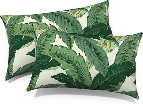 Miniatura 617 de Juego de 2 almohadas para exteriores de 16 x 16 pulgadas, repelentes al agua con interiores, para muebles de patio, hogar, jardín, geometría bohemia
