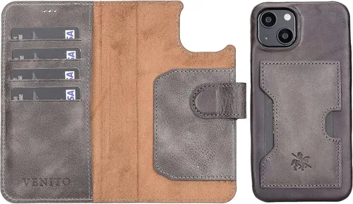 Miniatura 127 de Venito Florence - Funda de piel compatible con Samsung Galaxy S9, extra segura con bloqueo RFID, cartera desmontable para teléfono (gris decolorado)