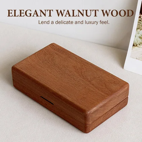 Miniatura 8 de LadyRosian Joyero pequeño de madera Mini joyero de viaje de madera, organizador portátil para anillos, aretes, collares y pulseras, almacenamiento