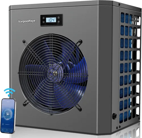 Calentador eléctrico de piscina de 16000 BTU para piscina sobre el suelo, bomba de calor de 5000 galones, modo de enfriamiento, control WiFi,