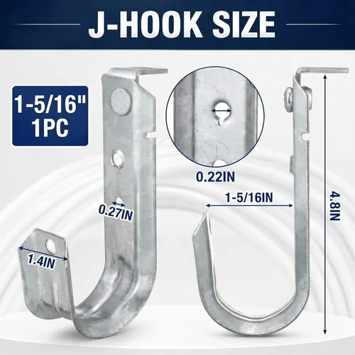 Miniatura 4 de Zonon 1 Pcs J Hooks Ceiling Mount Metal J Hooks Support Heavy Duty G60 Galvanized Steel Cable Management for Hanging Attaching to Vertical Surfaces