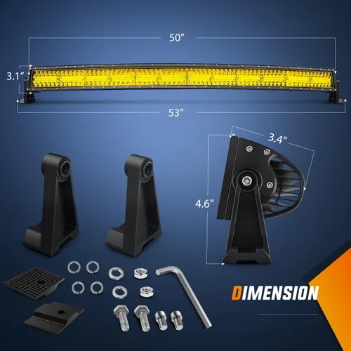 Miniatura 2 de Nilight Barra de luz LED de 50 pulgadas, 384 chips LED, haz amarillo, curvada, triple fila, luz antiniebla, combo spot flood, luces LED