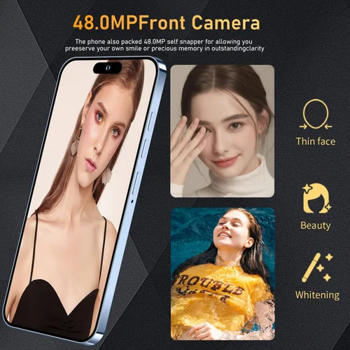 Miniatura 6 de Huness 14PROMA X Smartphone Teléfono Celular Desbloqueado, Batería 6800mAh Pantalla HD de 6.82" Teléfonos Desbloqueados, 16+512GB Android 14