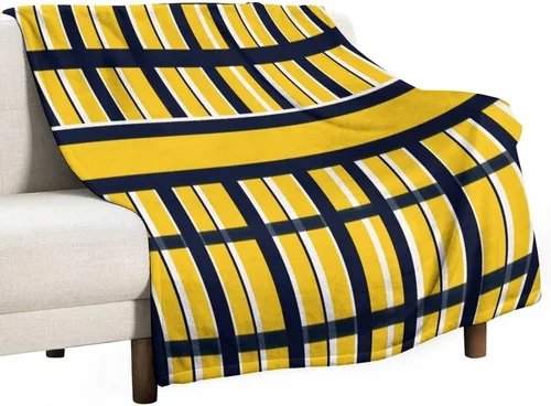 Miniatura 50 de Manta de rayas náuticas amarillas y azul marino, moderna, ultrasuave, manta de microfibra para sofá, cama para niños y adultos, 30 x 40 pulgadas
