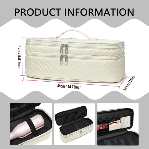Miniatura 4 de Funda de transporte de doble capa para secador de pelo Revlon de un solo paso, bolsa de viaje para voluminizador/moldeador de cabello, caja Beige