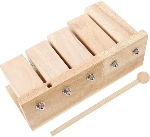 Bloque de percusión de madera de 5 tonos con martillo de arce, instrumento pulido a mano, diseño de sonido claro para instrumentos Orff, yoga,