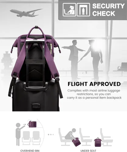 Miniatura 7 de LOVEVOOK Mochila para portátil de mujer, mochila de 15,6 pulgadas con cargador, mochila resistente al agua para profesores, mochila de trabajo