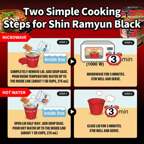 Miniatura 6 de Nongshim Taza de fideos Ramen instantáneos Shin Black Premium, paquete de 6, verduras gruesas y carne de res real, mezcla de sopa de ramen