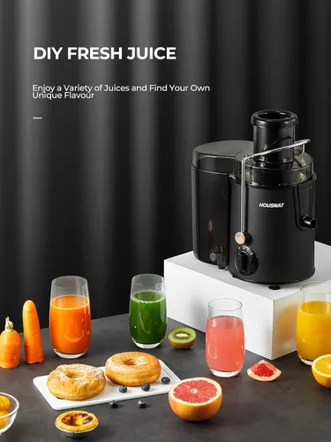 Miniatura 7 de Máquinas de exprimir, exprimidor HOUSNAT para frutas y verduras enteras con ajuste de 3 velocidades, versión mejorada con motor de 400 W