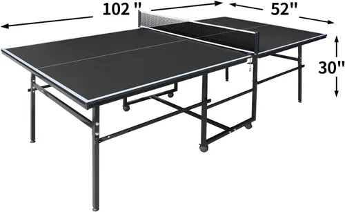 Miniatura 7 de IUNNDS Mesa de tenis de mesa portátil de 6/8/8.5/9 pies, juego de ping pong plegable para interiores con red y juego de postes, 2 paletas y 3 pelotas