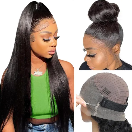 Miniatura 20 de Peluca de cabello humano estilo Bob, densidad del 220 %, pelucas de encaje frontal HD de 13 x 6 pulgadas, predepiladas, encaje transparente HD, sin