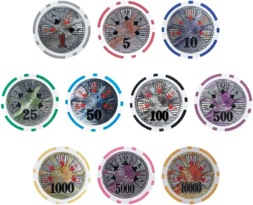 Miniatura 4 de Brybelly Ben Franklin Poker Chip - Compuesto de arcilla pesada de 0.49 oz, paquete de 50 Morado ($500 Purple)