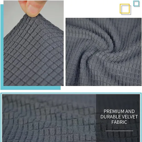 Miniatura 3 de Funda otomana a cuadros, funda elástica para reposapiés, funda otomana de almacenamiento cuadrada, lavable a máquina, plegable, protector de muebles