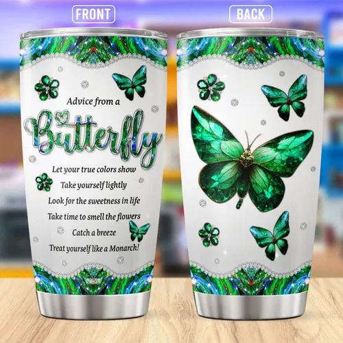 Miniatura 2 de CUBICER Vasos de café con diseño de mariposa, regalos para mujeres en cumpleaños, Navidad, día de mariposa, taza de 20 onzas, taza grande de acero