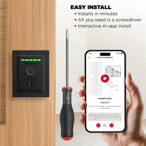 Miniatura 7 de Kwikset Halo Touch bloqueo inteligente con huella dactilar y WiFi, cerradura de puerta sin llave, desbloqueo automático por geolocalización, Negro