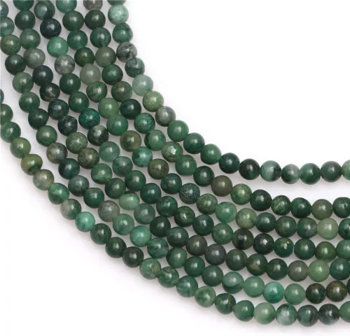 Miniatura 2 de Cuentas de jade africano occidental para hacer joyas, piedras preciosas naturales semipreciosas de 0.157 in, redondas, color verde, 15 pulgadas JOE