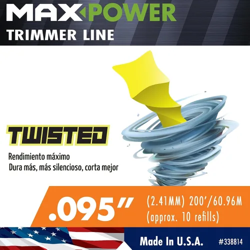 Miniatura 2 de MaxPower 338814 Línea de recortadora torcida prémium de 0.095 pulgadas, longitud de 200 pies Fabricado en Estados Unidos