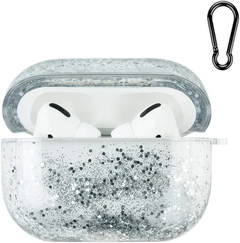 Miniatura 10 de Funda transparente compatible con AirPods 1 y 2, hermoso diseño de lazo colorido con pulsera de perlas de lujo, ultrafina, funda protectora de RosaA