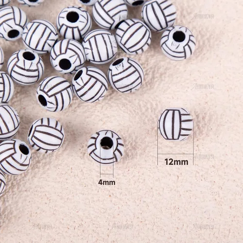 Miniatura 5 de AUEAR, 50 piezas de cuentas de béisbol de 12 mm para hacer joyas deportivas, collar, pulsera, decoración artesanal, accesorios