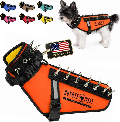 CoyoteVest Chaleco Protector de Arnés para Perro, Accesorios Reflectantes para Perro con Picos para Proteger a tu Mascota de Ataques de Rapaces y