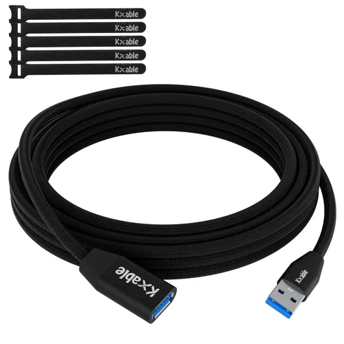 Miniatura 13 de Cable de extensión USB 3.0 de 1 pie (paquete de 2), cable extensor tipo A macho a hembra, trenzado de nailon, transferencia de datos de 5 Gbps