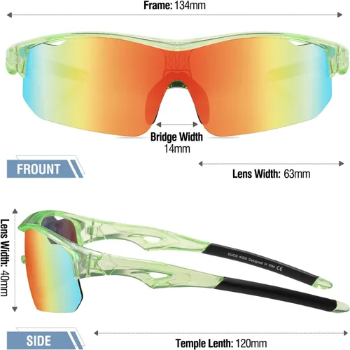 Miniatura 31 de DUCO DK261 - Gafas de sol deportivas de béisbol para jóvenes, con marco TR90 irrompibles, ligeras, para niños y niñas