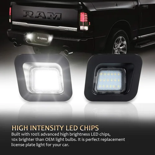 Miniatura 8 de D-Lumina Conjunto de luces LED para matrícula, lente transparente compatible con Dodge Ram 1500 2500 3500 2003-2018, luz de etiqueta de parachoques