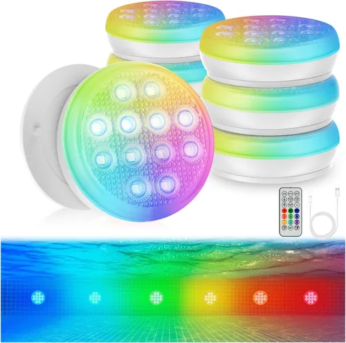 Miniatura 10 de Luces para piscina, luces LED sumergibles recargables de ultra alta luminosidad con control remoto, luz LED magnética impermeable IP68 de 22