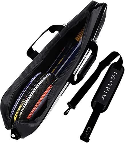 Miniatura 3 de Bolsa de raqueta de bádminton de tenis con capacidad para 3 – 4 unidades, con compartimento para zapatos y bolsillo lateral para hombres y mujeres