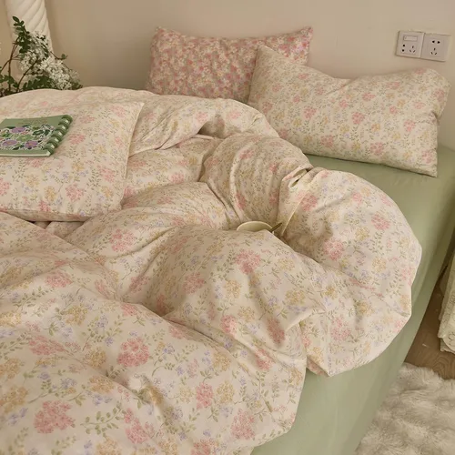 Miniatura 65 de VM VOUGEMARKET - Juego de funda de edredón floral amarilla de 3 piezas para niñas, de algodón, funda de edredón de flores rosas con cierre de F#