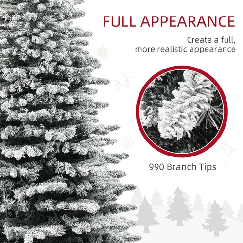 Miniatura 5 de HOMCOM - Árbol de Navidad artificial de pino de montaña preiluminado de 6.5 pies, árbol de Navidad con nieve, árbol de Navidad realista con bisagras