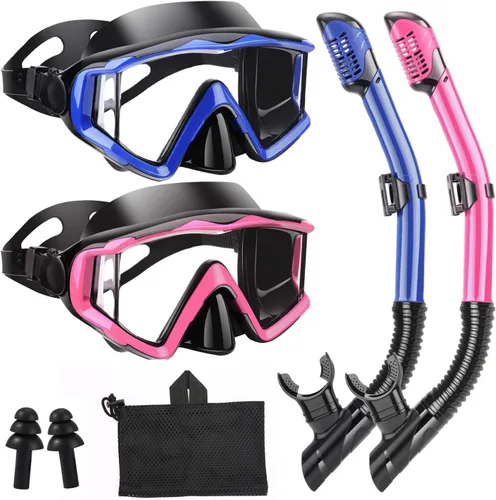 Miniatura 17 de Equipo de esnórquel para adultos, jóvenes y niños, juego de máscara de esnórquel, máscara de buceo, gafas de natación, máscara de buceo, a prueba