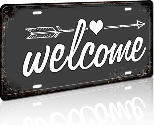 Placa de matrícula retro vintage para decoración de pared, letreros de metal de bienvenida para el hogar, bar, pub, decoración de pared, 12 x 6
