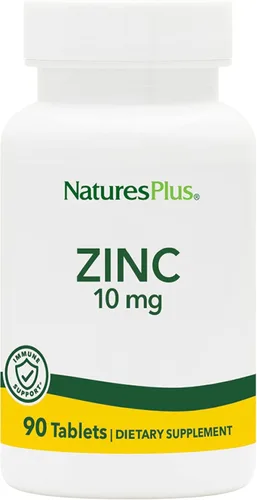 NaturesPlus Tabletas de zinc – 10 mg, 90 suplementos vegetarianos – Suplemento del sistema inmunológico para el crecimiento y la reparación celular