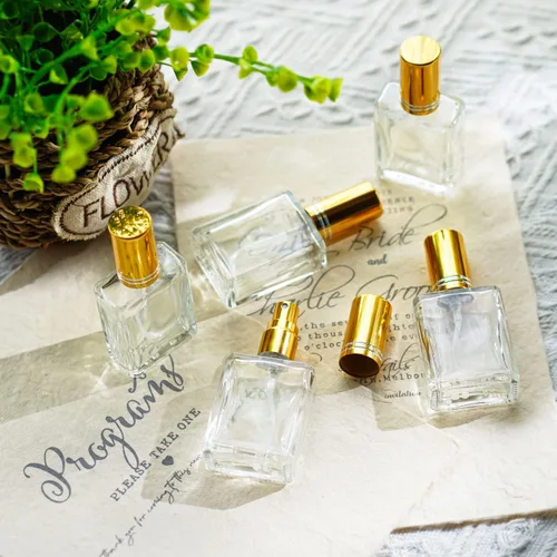 Miniatura 7 de YU FENG 12 unidades de botellas de spray de perfume transparentes de 15 ml, botellas de vidrio con rociador de niebla fina, botellas de spray vacías