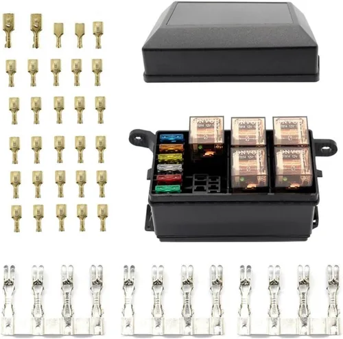 Miniatura 2 de 12V Coche Marine 6-Way Relay 6-Slot ATO/ATC Blade Fuse Holder Box Car Seguro Holder Automóvil Circuito Blade