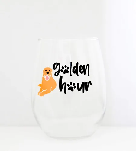 Miniatura 3 de Golden Retriever Golden Hour - Copa de vino sin tallo, regalos divertidos para mujeres, mamá, mejor amiga, hermana, novia, esposa, amantes