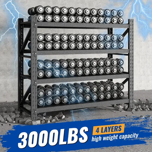 Miniatura 3 de BYNSOE Estantes de almacenamiento de 48" de ancho, estanterías de metal para garaje de 3000 libras, estanterías de garaje resistentes, estanterías
