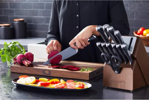 Miniatura 7 de Calphalon Juego de cuchillos de cocina con bloque autoafilable, cuchillos antiadherentes de 13 piezas