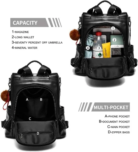 Miniatura 4 de CHERUTY Women Backpack Purse PU Leather Anti-theft Casual Shoulder Bag Fashion Ladies Satchel Bags