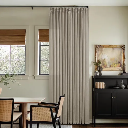 Miniatura 80 de Cortinas de lino natural con pliegues fruncidos de 120 pulgadas de largo para sala de estar, cortinas plisadas con ganchos y lengüeta trasera