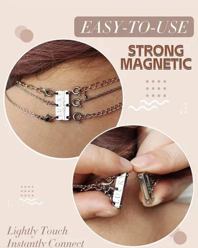 Miniatura 2 de OHINGLT Collar de la suerte separador de cierre para apilable, chapado en oro de 14 quilates y plata, múltiples cierres de collar para mujer Triple