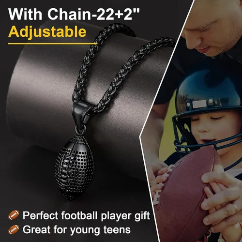 Miniatura 2 de ChainsPro Collar de bola para hombre, joyería deportiva, regalo de confirmación para amantes del fútbol, fútbol, béisbol, cadena de 22 + 2 pulgadas