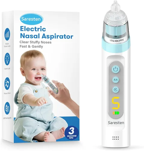 Miniatura 9 de Aspirador nasal para bebé, aspirador nasal recargable para bebé, aspirador nasal para bebé con 3 puntas de silicona, succión ajustable, aspirador