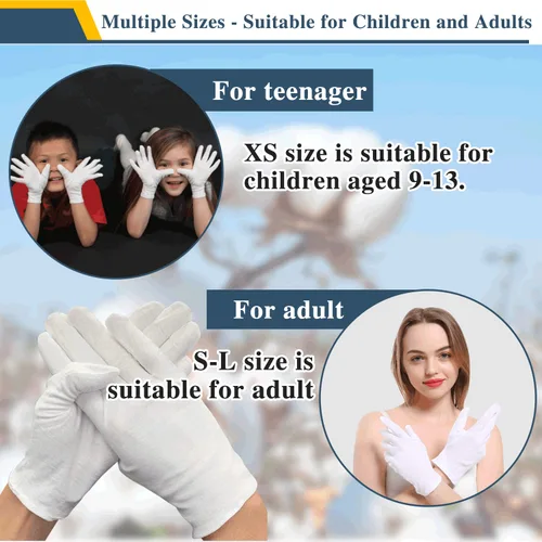 Miniatura 5 de 24 guantes hidratantes de algodón para mujeres y niños, manos secas y eczema, guantes de tela blanca reutilizables y elásticos