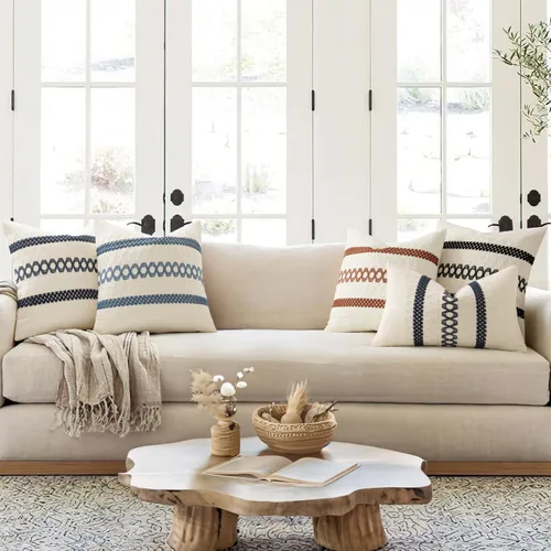 Miniatura 3 de MIULEE Fundas de almohada lumbares decorativas bohemias, cojín de algodón retro, tejidas de macramé para decoración del hogar para cama, sofá