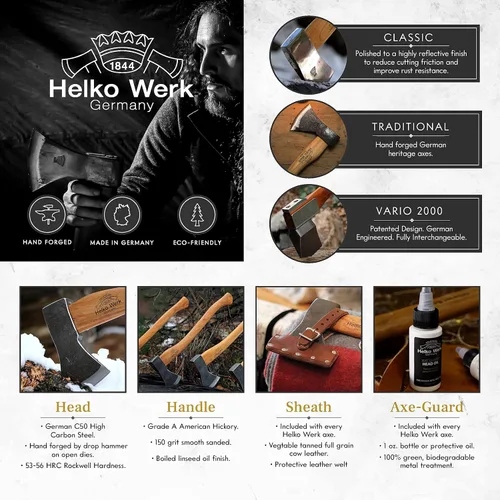 Miniatura 2 de 1844 Helko Werk Germany Vario Divisor de Troncos Pesado - Hacha de División para Dividir Madera Leña - Cabeza 6.5 Libras Mango 36 Pulgadas