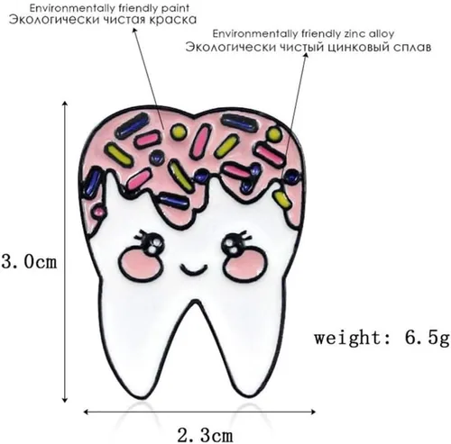 Miniatura 2 de Exceart - Broche de esmalte con forma de dientes diseño de dibujos animados para niñas mujeres niños regalo de fiesta 6