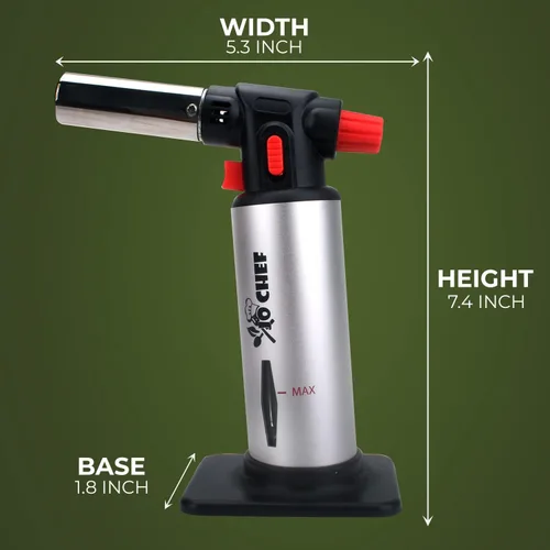 Miniatura 7 de Jo Chef Antorcha de cocina con butano incluido – Encendedor recargable con bloqueo de seguridad y llama ajustable, soplete culinario para cocinar